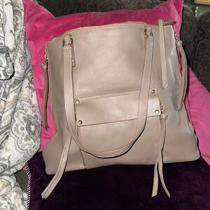 Large Taupe Genuine Leather Kooba Tote Handbag New